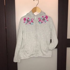 Gymboree embroidered hooded zip sweater